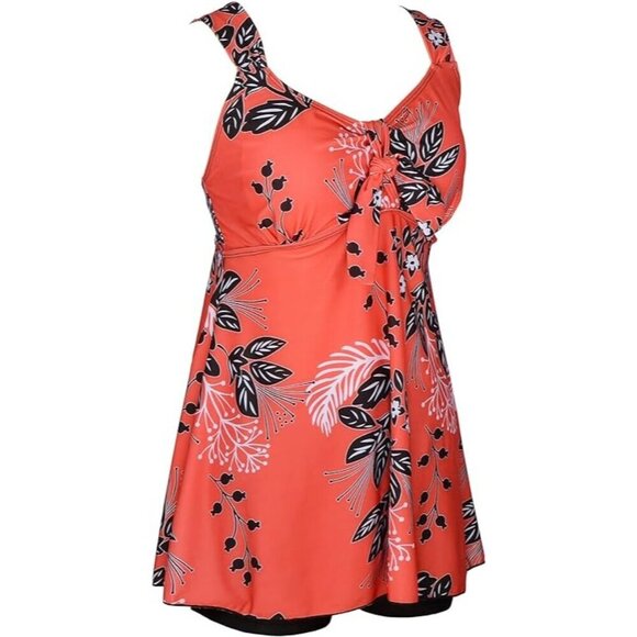 6X DANIFY Plus Size Swimwear Swimsuit Tummy Control Swimdress Tankini & Shorts - Picture 3 of 5